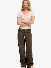 Superdry Pink Athletic Essentials Striped Short Sleeve Top - Image 4 of 5