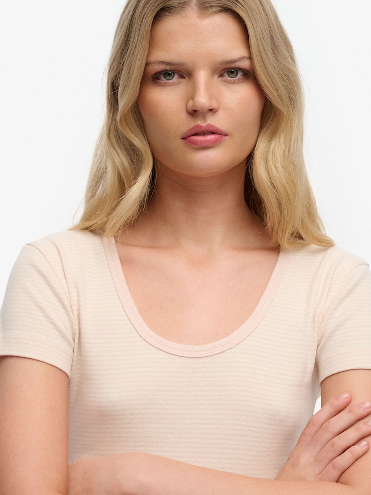 Superdry Pink Athletic Essentials Striped Short Sleeve Top - Image 5 of 5