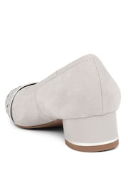Pavers Light Grey Block Heeled Court Shoes - Image 3 of 5