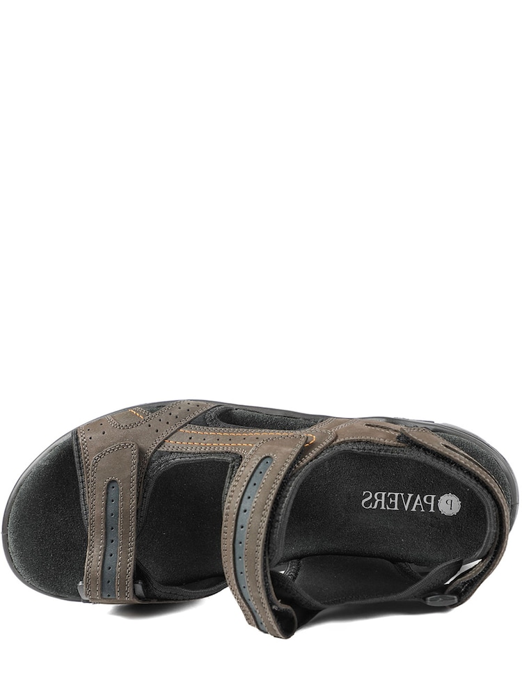 Pavers Dark Brown Comfy Triple Touch Fasten Sandals - Image 6 of 6