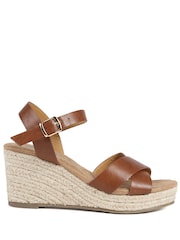 Pavers Brown Wide Fit Espadrille Wedge Sandals - Image 2 of 5