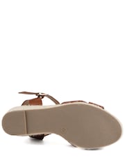 Pavers Brown Wide Fit Espadrille Wedge Sandals - Image 4 of 5