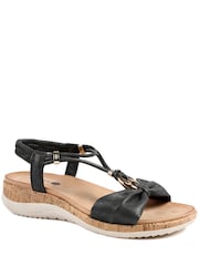 שחור - Pavers Wide Fit Wedge Heel Elasticated Sandals - תמונה 1 מתוך 5