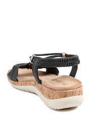 שחור - Pavers Wide Fit Wedge Heel Elasticated Sandals - תמונה 3 מתוך 5