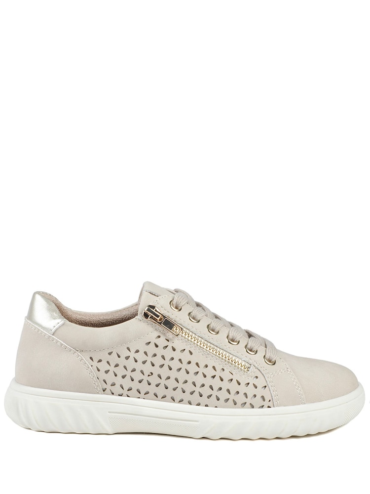 Pavers Beige Casual Breathable Zip Trainers - Image 2 of 5 Pavers Beige Casual Breathable Zip Trainers - Image 2 of 5