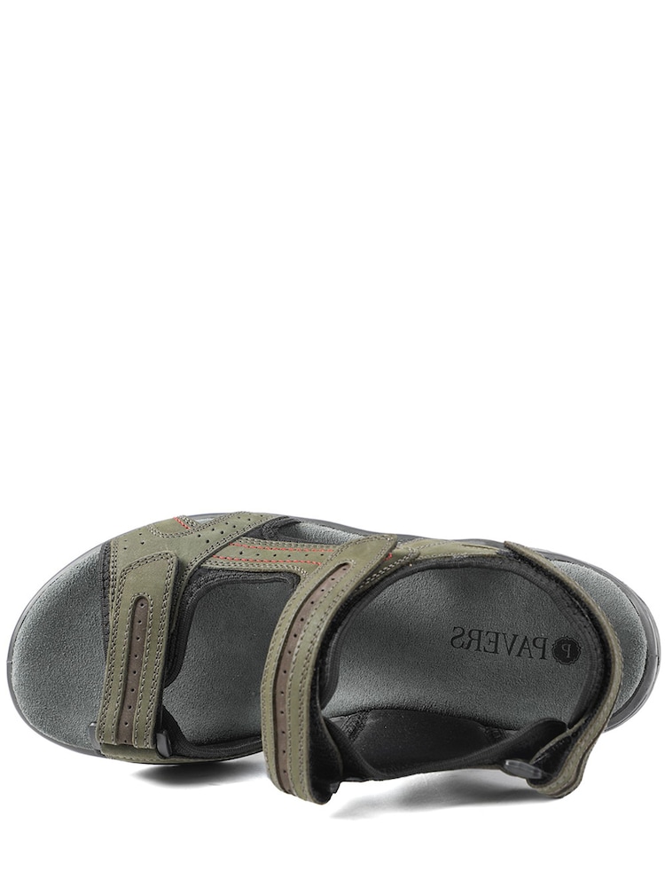 Pavers Khaki Green Comfy Triple Touch Fasten Sandals - Image 6 of 6