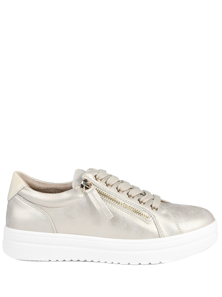 Pavers Soft Gold Wide Fit Zip & Lace Platform Trainers - Image 2 of 5
