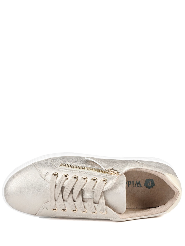 Pavers Soft Gold Wide Fit Zip & Lace Platform Trainers - Image 5 of 5