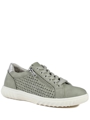 Pavers Sage Green Casual Breathable Zip Trainers - Image 1 of 5