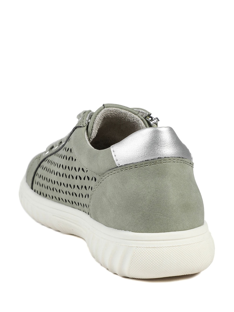 Pavers Sage Green Casual Breathable Zip Trainers - Image 5 of 5