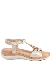 Pavers Soft Gold Wide Fit Wedge Heel Elasticated Sandals - Image 2 of 5