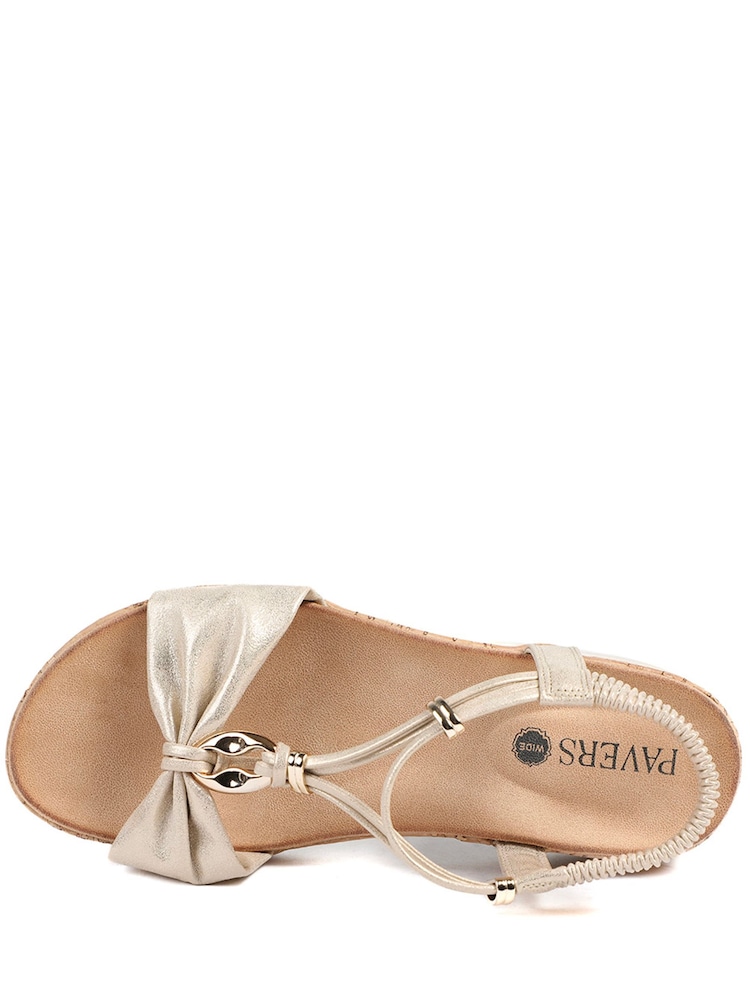 Pavers Soft Gold Wide Fit Wedge Heel Elasticated Sandals - Image 5 of 5