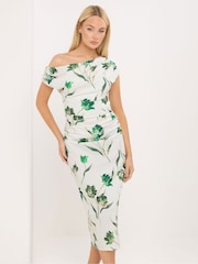 Star by Julien MacDonald Green Draped Midi Dress - Image 1 of 5