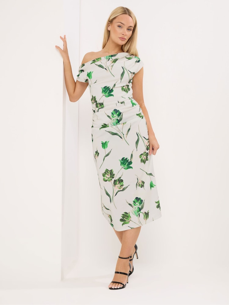 Star by Julien MacDonald Green Draped Midi Dress - Image 2 of 5