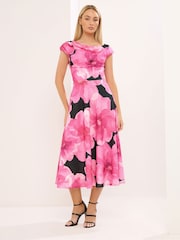 Star by Julien MacDonald Pink Draped Midi Skater Dress - Image 1 of 6