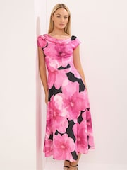 Star by Julien MacDonald Pink Draped Midi Skater Dress - Image 2 of 6
