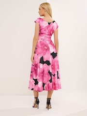 Star by Julien MacDonald Pink Draped Midi Skater Dress - Image 3 of 6