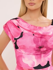 Star by Julien MacDonald Pink Draped Midi Skater Dress - Image 4 of 6