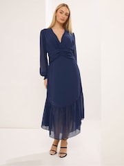 Star by Julien MacDonald Blue Deep V Midaxi Dress - Image 2 of 6
