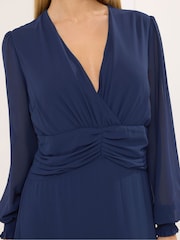Star by Julien MacDonald Blue Deep V Midaxi Dress - Image 4 of 6