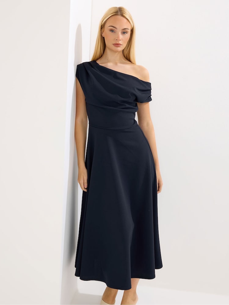 Star by Julien MacDonald Blue Draped Midi Skater Dress - Image 2 of 5