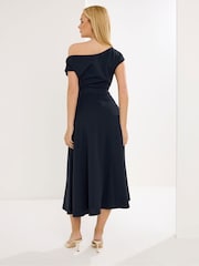 Star by Julien MacDonald Blue Draped Midi Skater Dress - Image 3 of 5