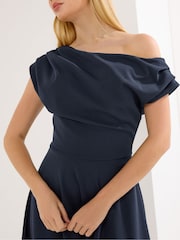 Star by Julien MacDonald Blue Draped Midi Skater Dress - Image 4 of 5