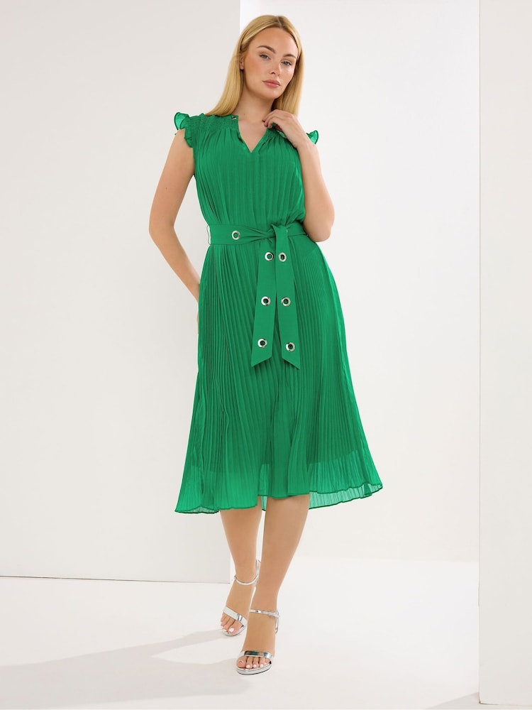 Star by Julien MacDonald Green Pleated Eyelet Dress - Image 2 of 5