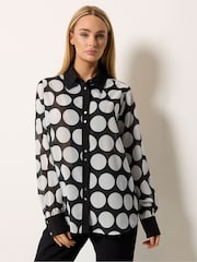 Star by Julien MacDonald Black Polka Dot Print Shirt - Image 1 of 4