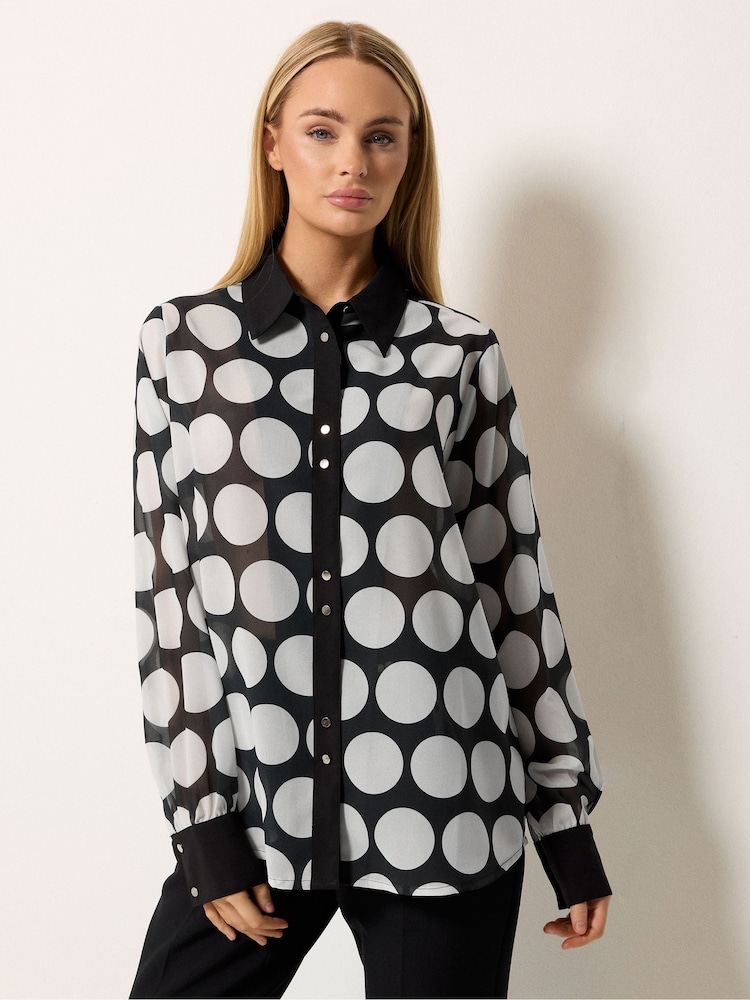 Star by Julien MacDonald Black Polka Dot Print Shirt - Image 1 of 4