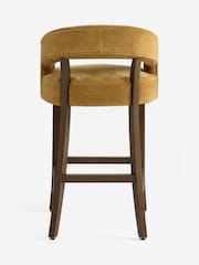 Relaxed Chenille Dark Ochre Yellow Dark Wood Leg Remi Bar Stool - Image 8 of 9