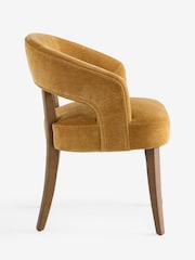 Set of 2 Relaxed Chenille Dark Ochre Yellow Dark Wood Leg Remi Dining Chairs - Image 6 of 7