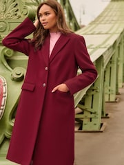 Қызыл - Love & Roses Faux Wool Crombie Coat - 5суретінің 4 суреті