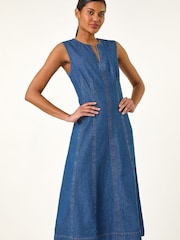 Roman Blue Panel Detail Midi Dress - Image 1 of 5