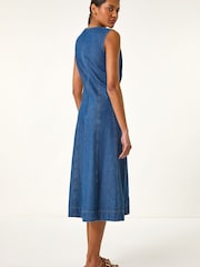 Roman Blue Panel Detail Midi Dress - Image 3 of 5