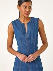 Roman Blue Panel Detail Midi Dress - Image 4 of 5