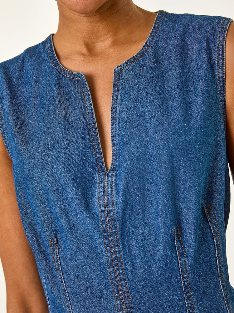 Roman Blue Panel Detail Midi Dress - Image 5 of 5