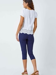 Roman White Cotton Embroidered Crinkle Blouse - Image 3 of 5