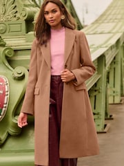 Түйе қоңыры - Love & Roses Faux Wool Crombie Coat - 5суретінің 1 суреті