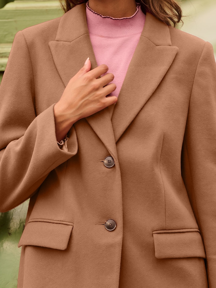 Түйе қоңыры - Love & Roses Faux Wool Crombie Coat - 5суретінің 2 суреті