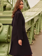 Қара - Love & Roses Faux Wool Crombie Coat - 5суретінің 5 суреті