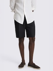 MOSS Black Linen-Blend Shorts - Image 1 of 4