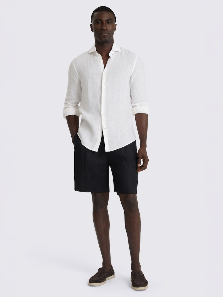 MOSS Black Linen-Blend Shorts - Image 2 of 4