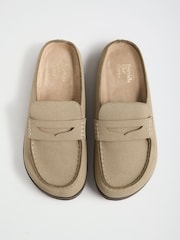 Friends Like These Taupe Faux Suede Clog Slip On Casual Footbed - Image 3 of 4