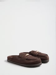 Friends Like These Chocolate Brown Gold Hardware Faux Suede Loafers Slip On Casual Footbed - Image 3 of 4