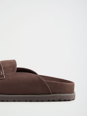 Friends Like These Chocolate Brown Gold Hardware Faux Suede Loafers Slip On Casual Footbed - Image 4 of 4