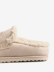 Friends Like These Taupe Faux Suede Borg Trim Slip On Casual Footbed Clogs - Image 4 of 4
