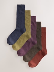 Rich Red/Green Marl Embroidered Lasting Fresh Socks - Image 1 of 8