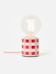 Oliver Bonas Burgundy Rasa Chequered Ceramic Desk & Table Lamp Base - Image 1 of 4
