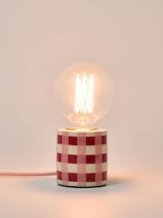Oliver Bonas Burgundy Rasa Chequered Ceramic Desk & Table Lamp Base - Image 2 of 4